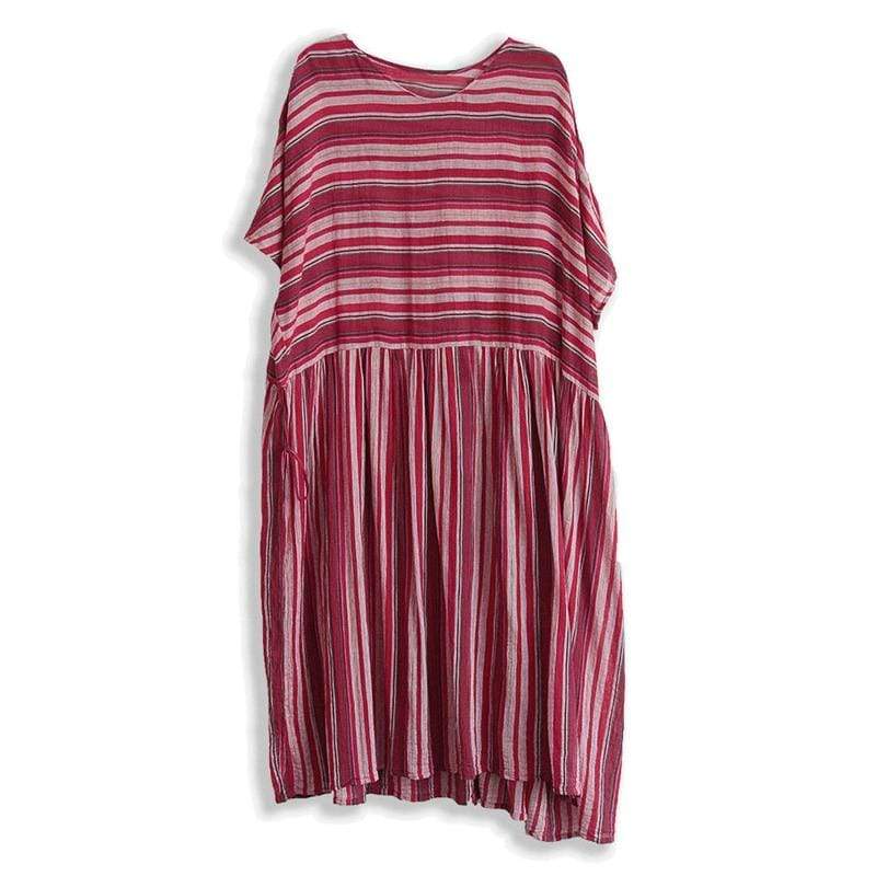 Red Stripes Cotton Maxi Dress | Lotus Buddha Trends