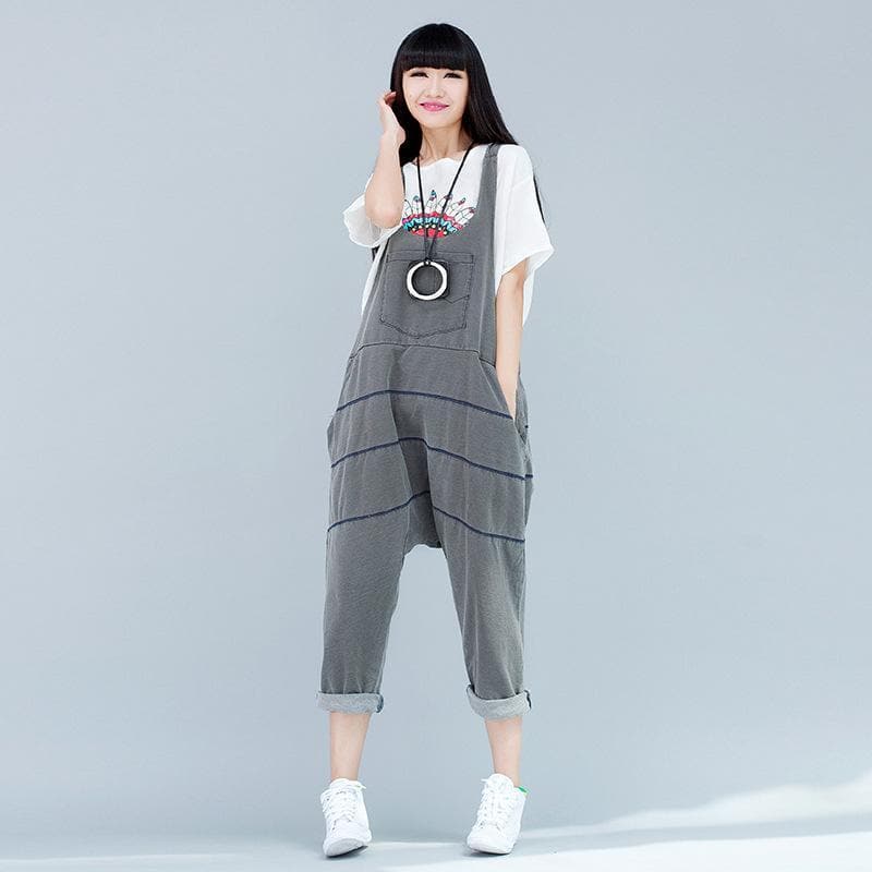 Low Crotch Loose Denim Overall Buddha Trends