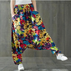 Abstract Flowers Colorful Harem Pants dylinoshop
