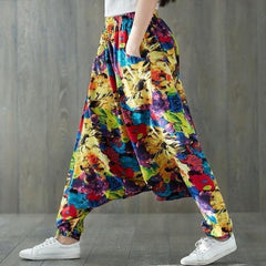 Abstract Flowers Colorful Harem Pants dylinoshop