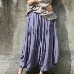 Pure Color Pleated Flowy Harem Pants | Lotus Buddha Trends