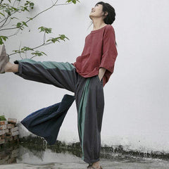 Gradient Colors Linen Harem Pants  | Lotus dylinoshop