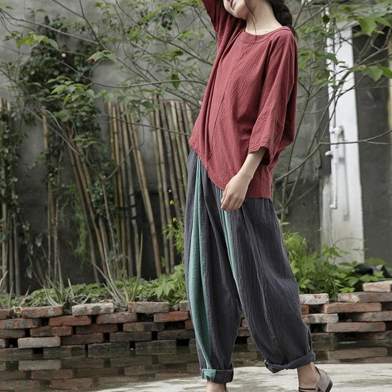 Gradient Colors Linen Harem Pants  | Lotus dylinoshop