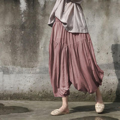 Pure Color Pleated Flowy Harem Pants | Lotus Buddha Trends