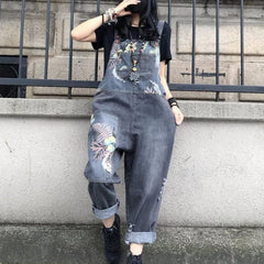 Loose Floral Denim Overall dylinoshop