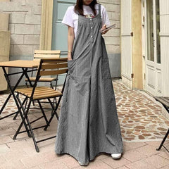 Loose Vertical Striped Palazzo Overalls Buddha Trends