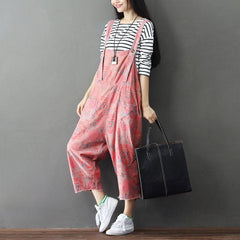 Pink Floral Denim Overall Buddha Trends