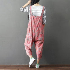 Pink Floral Denim Overall Buddha Trends