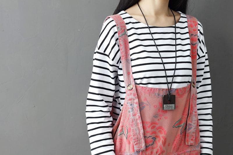 Pink Floral Denim Overall Buddha Trends