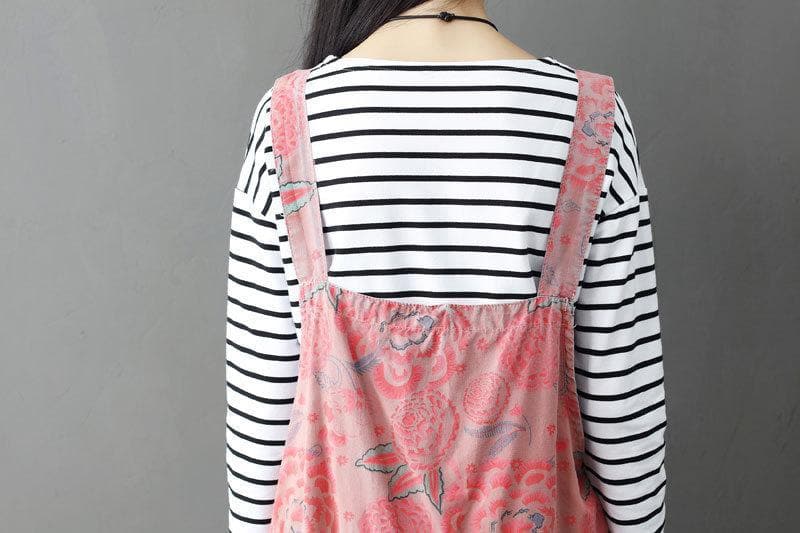 Pink Floral Denim Overall Buddha Trends