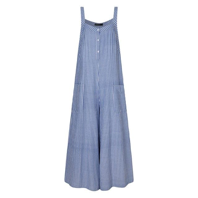 Loose Vertical Striped Palazzo Overalls Buddha Trends