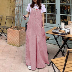 Loose Vertical Striped Palazzo Overalls Buddha Trends