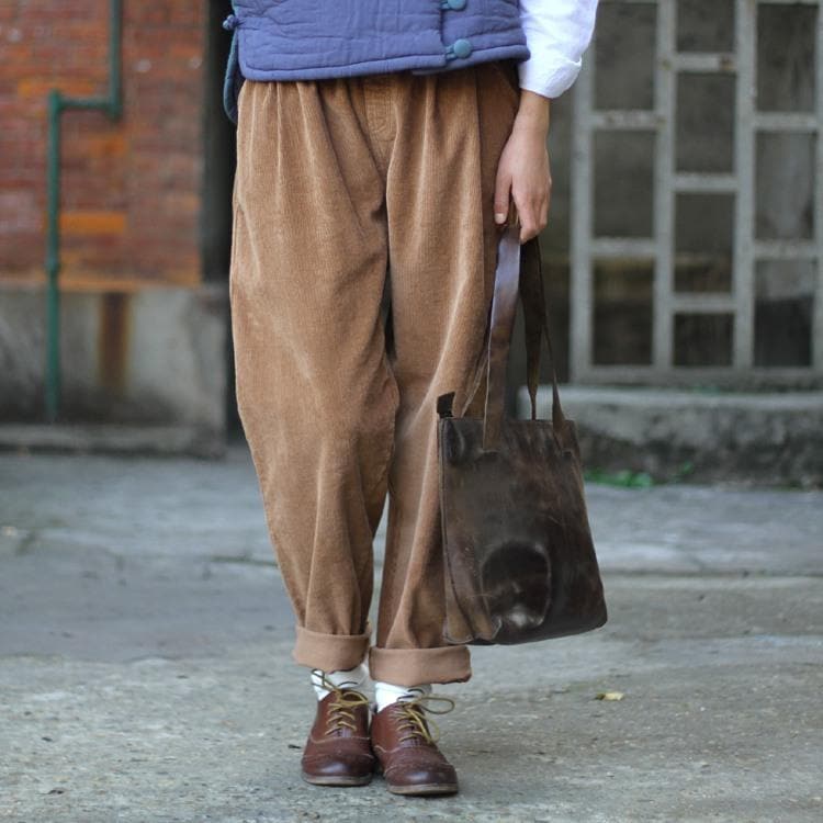 Retro Corduroy Loose Trousers Buddha Trends