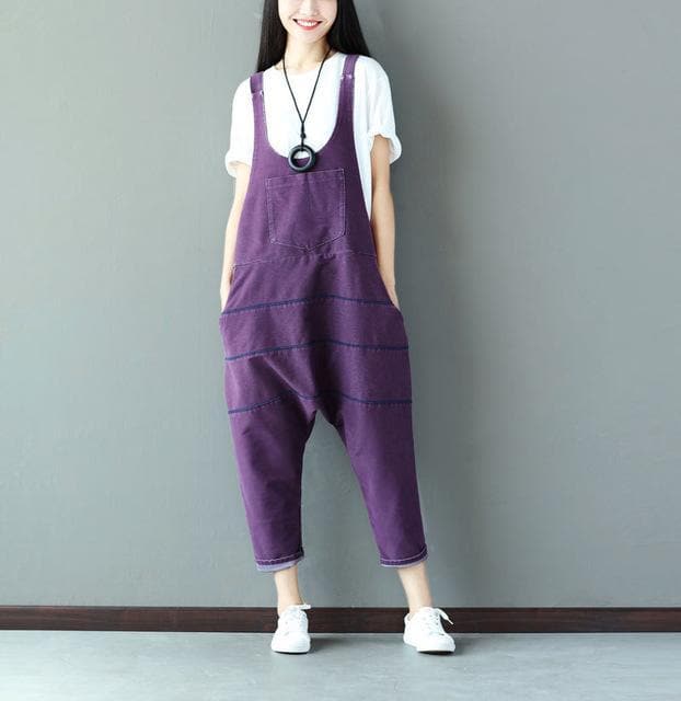 Low Crotch Loose Denim Overall Buddha Trends