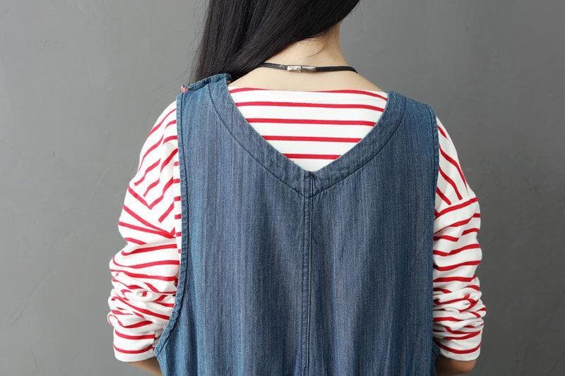 Loose Plus Size Floral Denim Overall dylinoshop