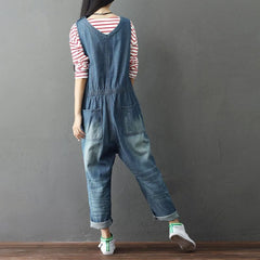 Loose Plus Size Floral Denim Overall dylinoshop
