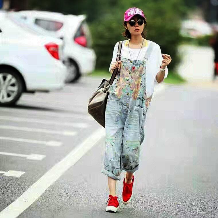Loose Floral Denim Overall dylinoshop