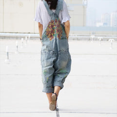 Loose Floral Denim Overall dylinoshop