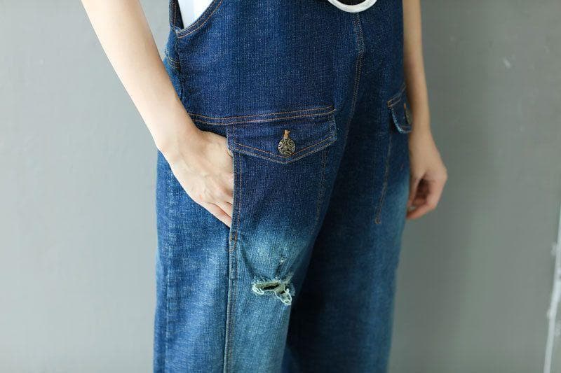 Ripped Baggy Denim Overall Buddha Trends