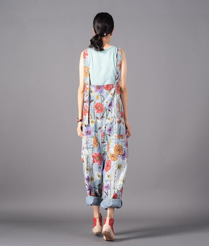 Free People Floral Denim Overall dylinoshop