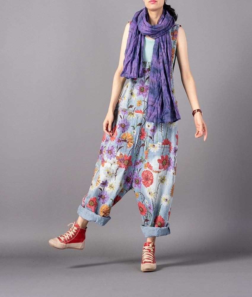 Free People Floral Denim Overall dylinoshop