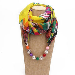 Afrikana Chiffon Beaded Scarf Necklace dylinoshop
