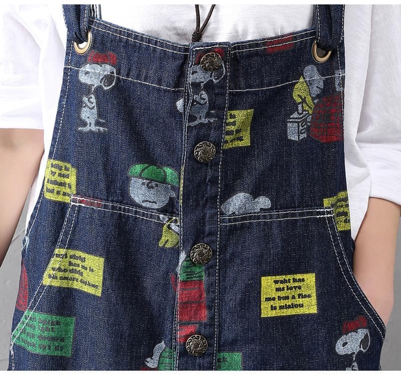 Charlie Brown and Snoopy 90's Denim Overalls dylinoshop