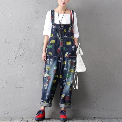 Charlie Brown and Snoopy 90's Denim Overalls dylinoshop