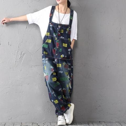 Charlie Brown and Snoopy 90's Denim Overalls dylinoshop