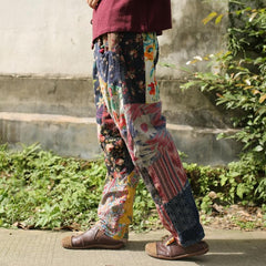 Floral Patchwork Linen Hippie Pants dylinoshop