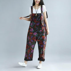 Floral Printed Loose Denim Overall dylinoshop