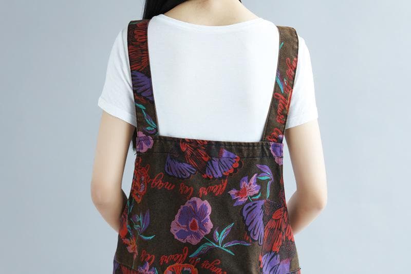 Floral Printed Loose Denim Overall dylinoshop