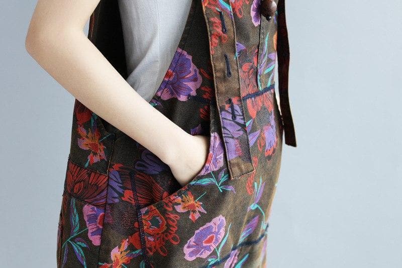 Floral Printed Loose Denim Overall dylinoshop