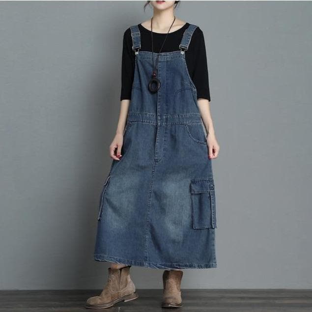 On Time Denim Overall Dress Buddha Trends