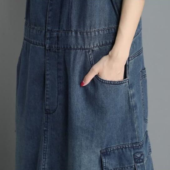 On Time Denim Overall Dress Buddha Trends