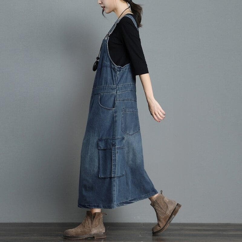 On Time Denim Overall Dress Buddha Trends