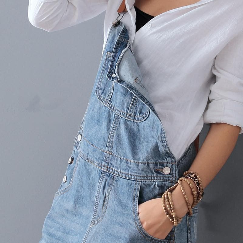 Ripped Denim Overall Dress Buddha Trends