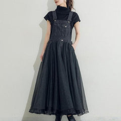Vintage Denim & Mesh Overall Dress Buddha Trends