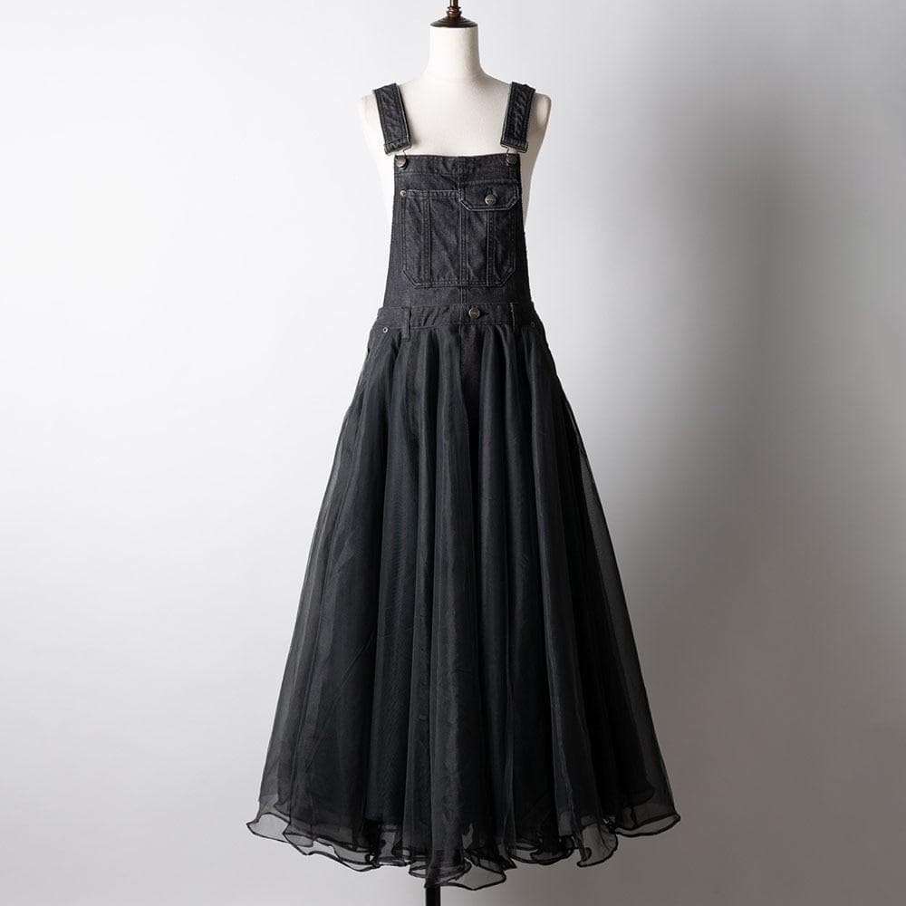 Vintage Denim & Mesh Overall Dress Buddha Trends