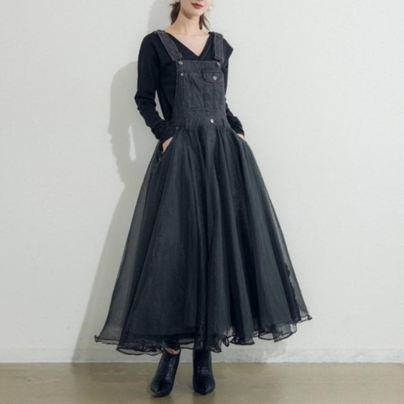 Vintage Denim & Mesh Overall Dress Buddha Trends