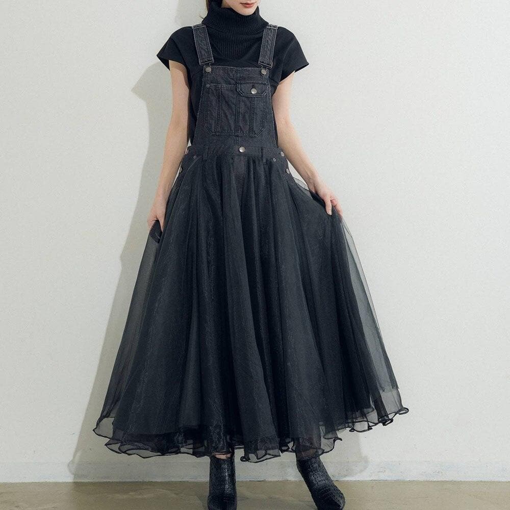 Vintage Denim & Mesh Overall Dress Buddha Trends