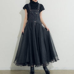 Vintage Denim & Mesh Overall Dress Buddha Trends