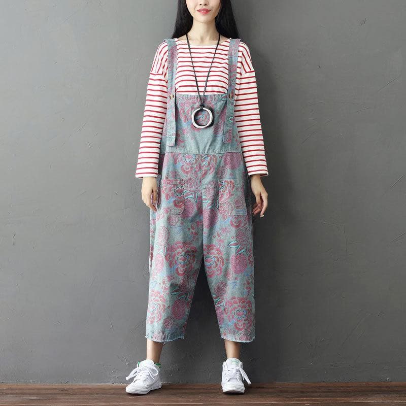 Loose Floral Grey Overall dylinoshop