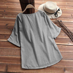 Oversized Plus Size Striped T-Shirt Buddha Trends