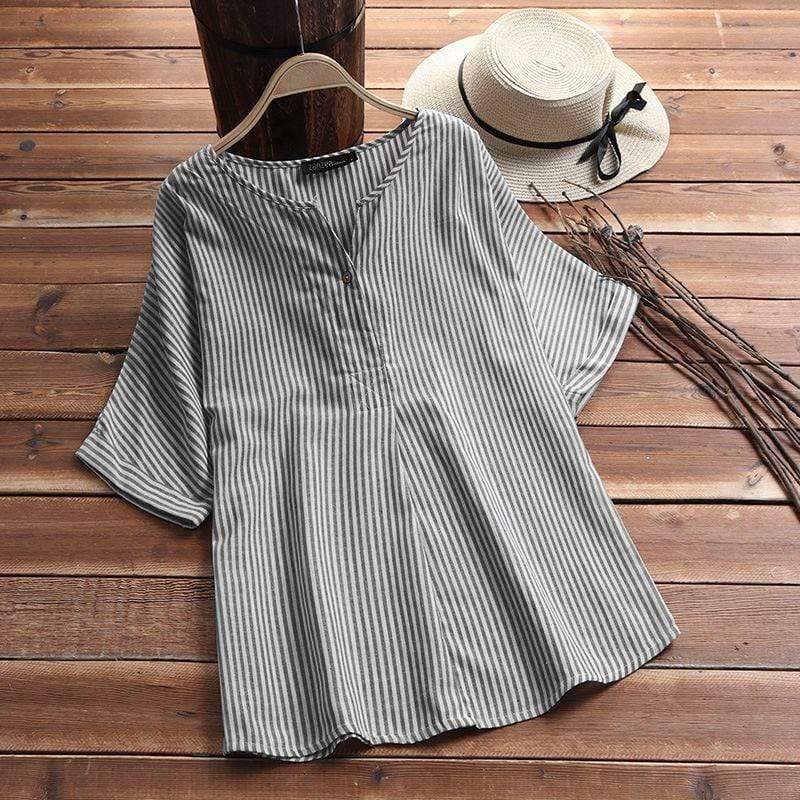 Oversized Plus Size Striped T-Shirt Buddha Trends