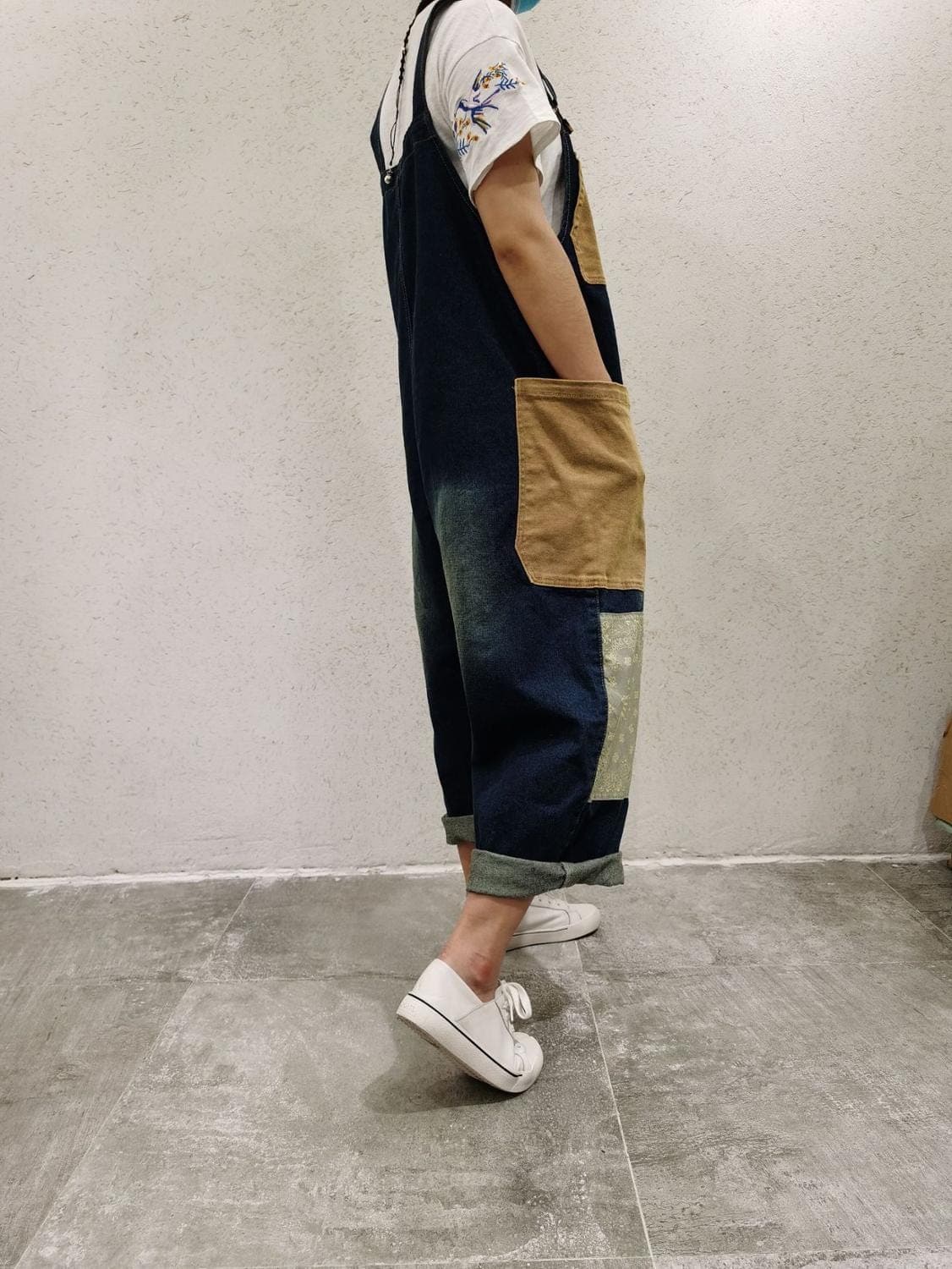 Patchwork Oversized Denim Overall Buddha Trends