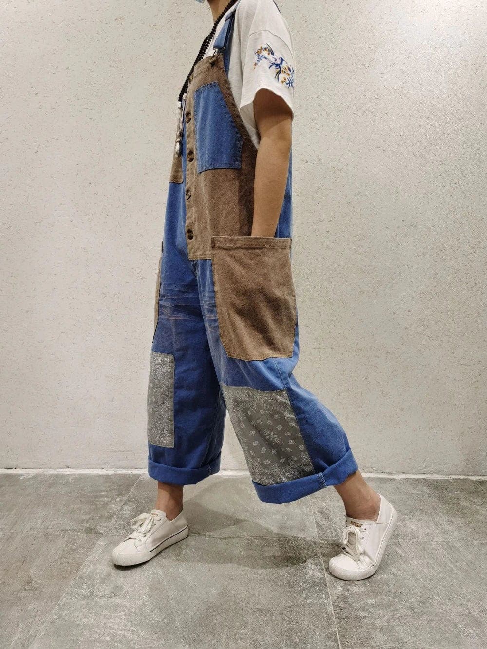 Patchwork Oversized Denim Overall Buddha Trends