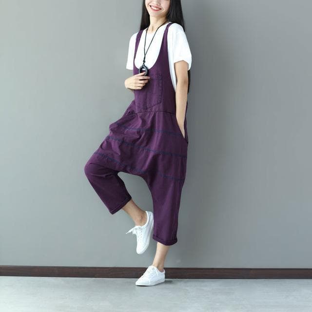 Low Crotch Loose Denim Overall Buddha Trends