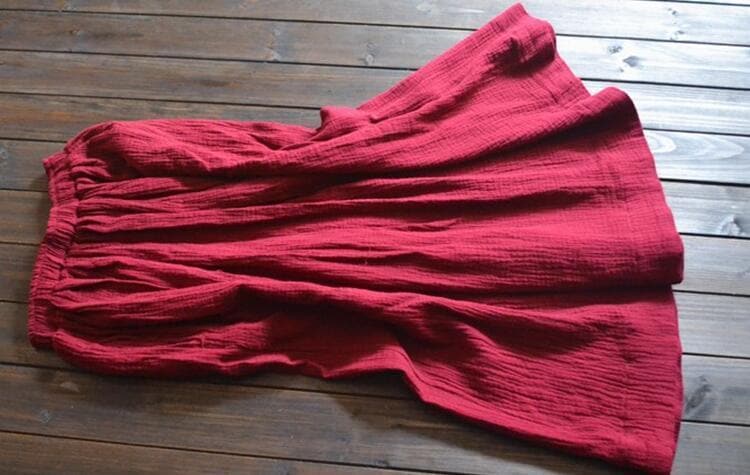 Vintage Cotton Linen Pleated Skirt Buddha Trends