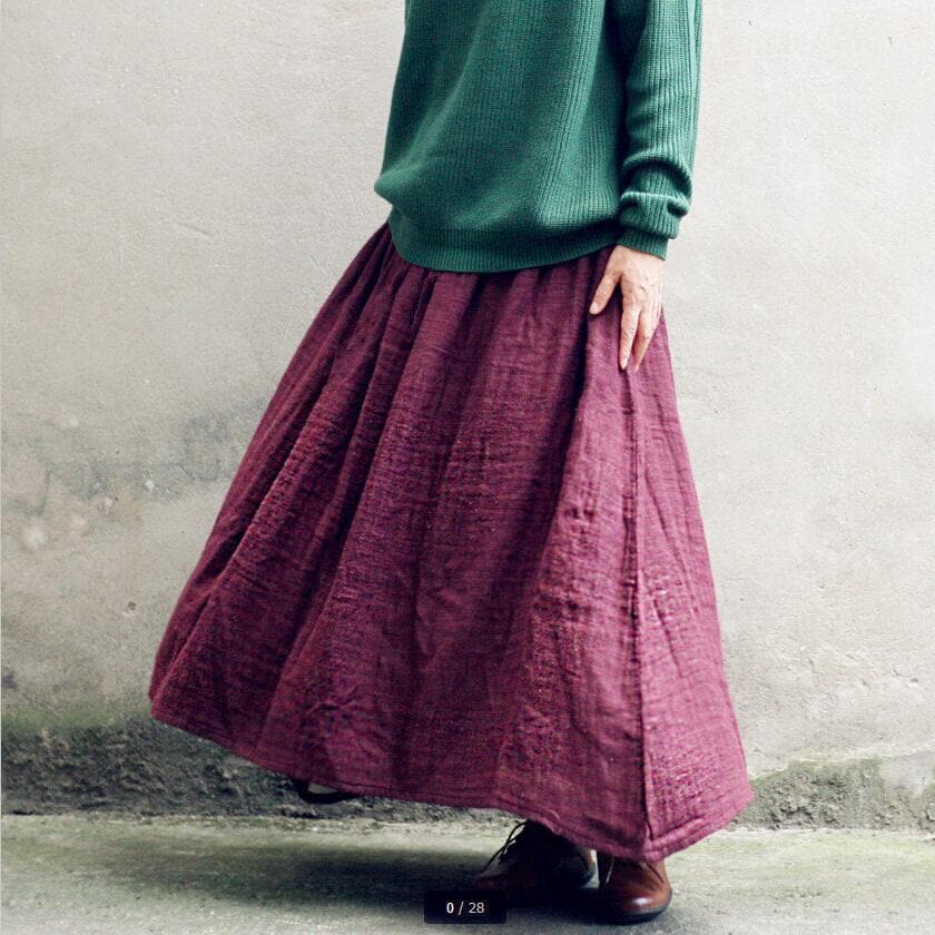 Vintage Cotton Linen Pleated Skirt Buddha Trends
